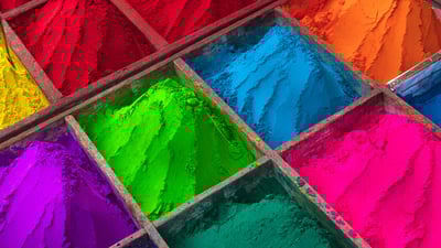 Bing wallpaper March 10, 2020. Brightly coloured powder for sale during Holi (© Max Bauerfeind/Shutterstock)