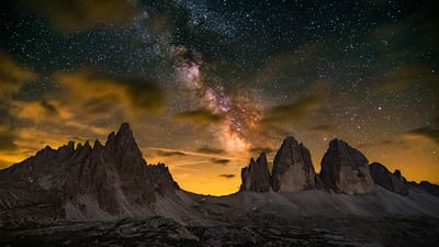 Bing wallpaper December 11, 2024. Tre Cime di Lavaredo, Sexten Dolomites, Italy (© Daniel Maran/Getty Images)