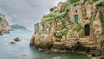 Bing wallpaper July 23, 2020. Base of Fort Lovrijenac in Kolorina Bay, Dubrovnik, Croatia (© Barbara Vallance/Getty Images)