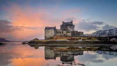 Bing wallpaper February 8, 2023. Eilean Donan Castle, Highlands, Scotland (© VisualCommunications/Getty Images)