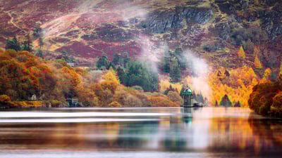Bing wallpaper November 27, 2021. Pen y Garreg dam, Elan Valley, Wales (© Joe Daniel Price/Moment Open/Getty Images)