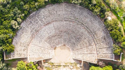 Bing wallpaper February 10, 2023. Ancient theater of Epidaurus in Argolis province, Greece (© George Pachantouris/Getty Images)