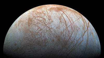 Bing wallpaper October 4, 2024. Jupiter's icy moon Europa (© NASA/JPL-Caltech/SETI Institute)