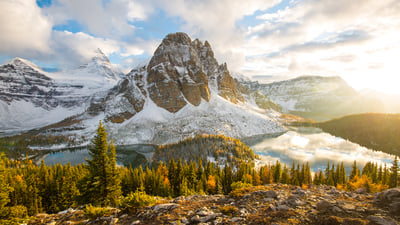 Bing wallpaper October 6, 2021. Fall foliage in Mount Assiniboine Provincial Park, British Columbia (© Mitch Pittman/TANDEM Stills + Motion)