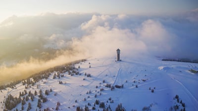 Bing wallpaper February 3, 2023. Feldberg Tower in the Black Forest, Baden-Württemberg, Germany (© Hemis/Alamy)