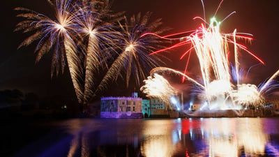 Bing wallpaper November 5, 2019. Bonfire Night fireworks, Leeds Castle, Kent (© Franz-Marc Frei/Corbis Documentary/Getty Images)