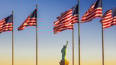 Bing wallpaper June 14, 2020. US Flag Plaza at Liberty State Park in Jersey City, New Jersey (© Antonino Bartuccio/eStock Photo)