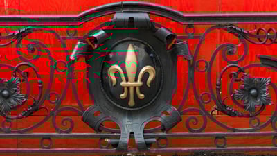 Bing wallpaper June 24, 2019. Fleur de Lis on a railing at Golden Square Mile, Montreal (© Keith Levit/Alamy Stock Photo)