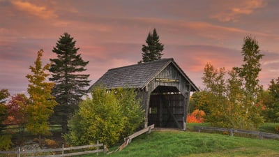 Bing wallpaper February 22, 2023. Foster Covered Bridge in Cabot, Vermont (© Alan Majchrowicz/Getty Images)