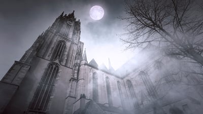Bing wallpaper October 31, 2026. St. Bartholomew's Cathedral in Frankfurt, Germany (© AlxeyPnferov/Getty Images)