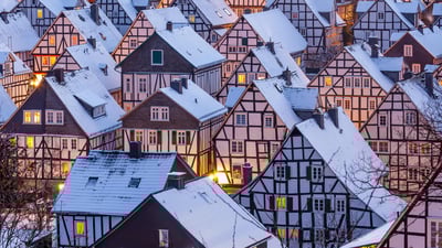Bing wallpaper December 24, 2024. Half-timbered Houses of Freudenberg, North Rhine-Westphalia, Germany (© Thorsten Frisch/Shutterstock)