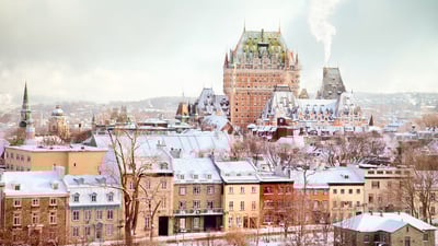 Bing wallpaper February 8, 2021. Winter Skyline featuring the Château Frontenac tower, Quebec City (© NicolasMcComber/Getty Images)