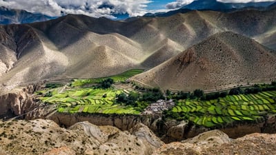 Bing wallpaper May 19, 2019. Ghyakar village, Upper Mustang, Nepal (© Frank Bienewald/Alamy)