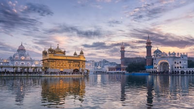 Bing wallpaper October 24, 2024. Golden Temple at dusk, Amritsar (© Vincent Boisvert, all right reserved/Getty Images)