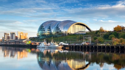 Bing wallpaper September 6, 2025. The Glasshouse International Centre for Music, Gateshead, England (© ChrisHepburn/iStock/Getty Images)