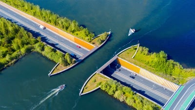 Bing wallpaper July 2, 2023. Veluwemeer Aqueduct, Netherlands (© Frolova_Elena/Getty Images)