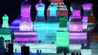 Bing wallpaper January 5, 2024. International Ice and Snow Sculpture Festival, Harbin, China (© WANG ZHAO/AFP/Getty Images)