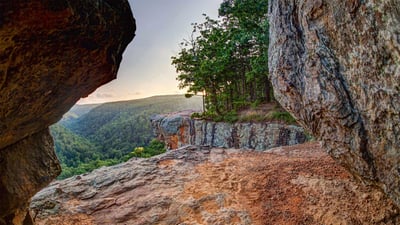 Bing wallpaper June 21, 2019. Lookout east of Whitaker Point Trail (Hawksbill Crag) in the Upper Buffalo Wilderness Area, Ozark National Forest, Arkansas (© Jens Lambert Photography/Getty Images Plus)