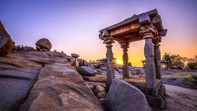 Bing wallpaper March 11, 2022. The ancient architecture of temples on Hemakuta Hill in Hampi, India (© Images of India/Alamy Stock Photo)