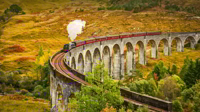 Bing wallpaper November 16, 2021. The Jacobite steam train crossing the Glenfinnan Viaduct in Inverness-shire, Scotland (© The Escape of Malee/Shutterstock)