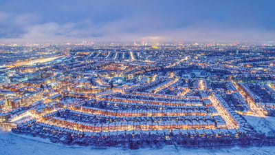 Bing wallpaper December 23, 2021. Aerial view of Hornsey, Crouch End and the City of London (© Matt Cooper/Gallery Stock)