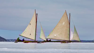 Bing wallpaper January 12, 2021. Antique iceboats on the frozen Hudson River near Astor Point in Barrytown, New York (© Mike Segar/REUTERS)