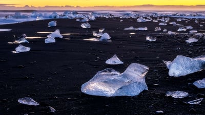 Bing wallpaper January 24, 2024. Diamond Beach, Iceland (© Rachid Dahnoun/Tandem Stills + Motion)