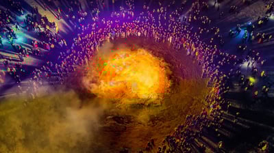 Bing wallpaper December 30, 2021. Bonfire to celebrate New Year's Eve in 2014 in Reykjavik, Iceland (© Ragnar Th Sigurdsson/Alamy)