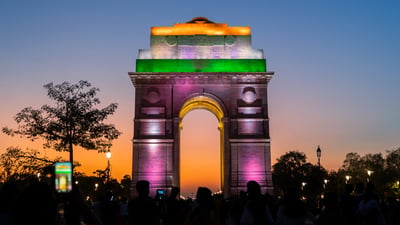 Bing wallpaper August 14, 2026. The India Gate, New Delhi (© Arnav Pratap Singh/iStock/Getty Images)