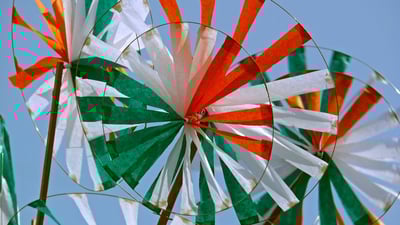 Bing wallpaper August 14, 2023. Indian flags selling on Independence Day (© yogesh more/Alamy Stock Photo)