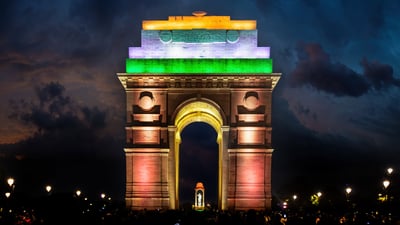 Bing wallpaper January 25, 2025. India Gate, New Delhi (© Amith Nag Photography/Getty Images)