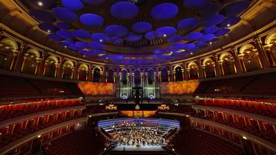 Bing wallpaper August 25, 2019. Royal Albert Hall during the annual BBC Proms festival in London (© Oli Scarff/Getty Images)