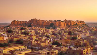 Bing wallpaper May 8, 2022. Jaisalmer Fort in sunset light in Rajasthan, India (© Getty Images)