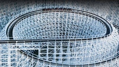 Bing wallpaper August 16, 2024. Roller coaster in Nagashima Spa Land, Mie prefecture, Japan (© Japanese amateur photographer/Getty Images)