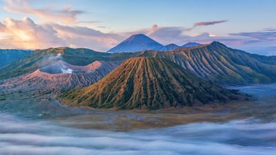 Bing wallpaper April 1, 2023. Bromo Tengger Semeru National Park, East Java, Indonesia (© Bento Fotography/Getty Images)