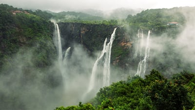 Bing wallpaper June 30, 2026. Jog Falls on the Sharavathi River, Shivamogga district, Karnataka (© Amith Nag Photography/Moment/Getty Images)