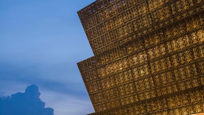 Bing wallpaper June 19, 2026. National Museum of African American History and Culture, Washington, DC (© Walter Bibikow/Alamy)