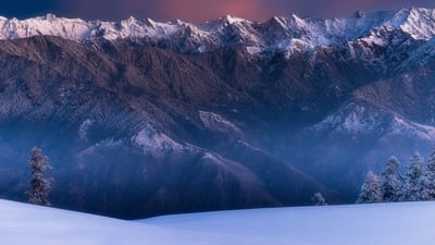 Bing wallpaper March 8, 2025. Sunrise at the summit of Kedarkantha (© Jeet Khagram/500px/Getty Images)