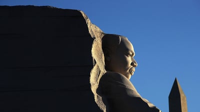 Bing wallpaper January 20, 2025. Martin Luther King Jr. Memorial in Washington, DC (© Win McNamee/Getty Images)