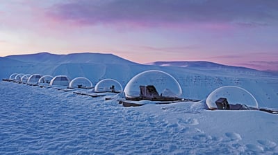 Bing wallpaper December 28, 2021. Kjell Henriksen Observatory in Svalbard, Norway (© Vincent Fournier/Gallery Stock)