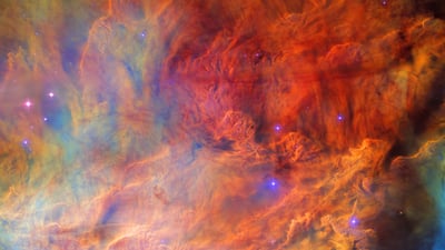 Bing wallpaper November 8, 2025. Nuages interstellaires dans la nébuleuse de la Lagune, capturés par le télescope spatial Hubble (© ESA/NASA)