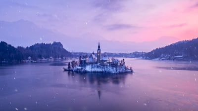 Bing wallpaper December 27, 2024. Lake Bled, Slovenia (© Kesu01/Getty Images)