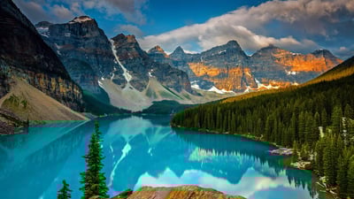 Bing wallpaper July 1, 2020. Moraine Lake in Banff National Park, Alberta, Canada (© Schroptschop/Getty Images)