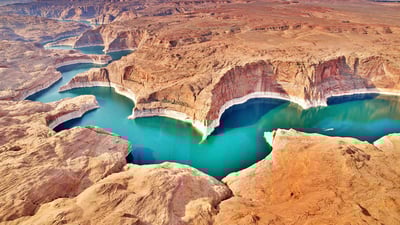 Bing wallpaper March 22, 2023. Lake Powell on the Colorado River (© Peter Schaefer/Alamy)