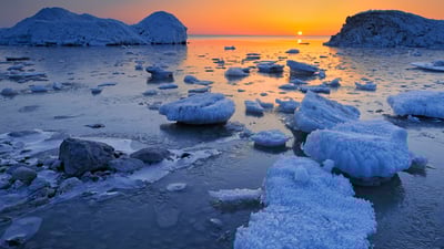 Bing wallpaper March 24, 2021. Spring ice along the shore of Lake Winnipeg, Manitoba (© Mike Grandmaison/Jaynes Gallery/DanitaDelimont.com)