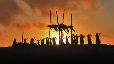 Bing wallpaper May 1, 2022. Dancers on the site of a lele (altar) on Mount Maunaloa, Molokai, Hawaii (© Alvis Upitis/Getty Images)