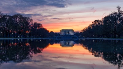 Bing wallpaper February 19, 2024. Lincoln Memorial, Washington, DC (© Steve Whiston/Fallen Log Photography/Getty Images)