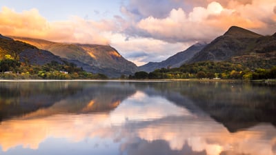 Bing wallpaper December 10, 2023. Llyn Padarn lake, Snowdonia, Wales (© Joe Daniel Price/Getty Images)