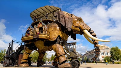 Bing wallpaper June 13, 2019. The Grand Éléphant at Machines of the Isle of Nantes, France (© Dutourdumonde Photography/Shutterstock)