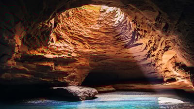 Bing wallpaper August 18, 2019. Cave interior at Magdalen Islands, Quebec, Canada (© Virginie Fréchette/Getty Images)